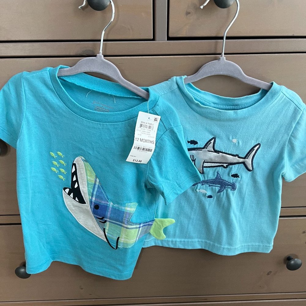 Toddler Blue Shark Shirts Set 12M